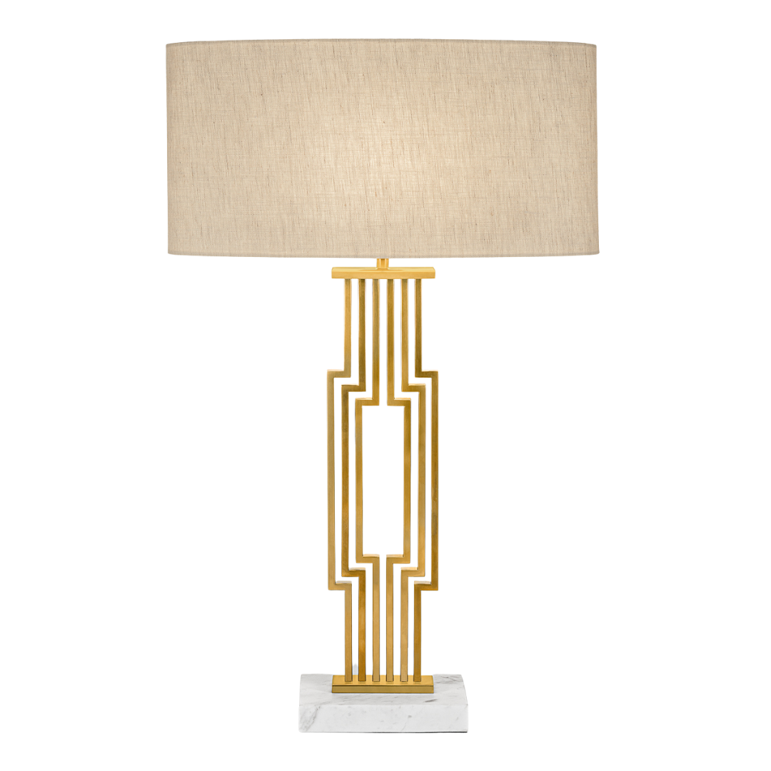 brass geometric table lamp